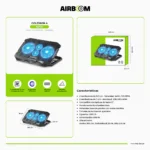COOLER PARA LAPTOP AIRBOOM COLDWIN 4 AB014 2 COOLER - LUZ LED AZUL -2 USB (05235) - Imagen 2